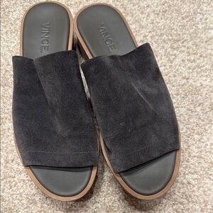 Vince Gray Suede Slide Sandals with Platform